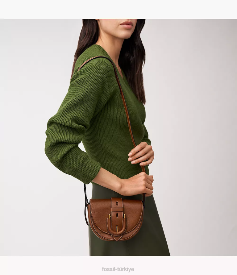 Fossil 6J04325 kahverengi harwell küçük kapaklı çapraz gövde çanta kadınlar