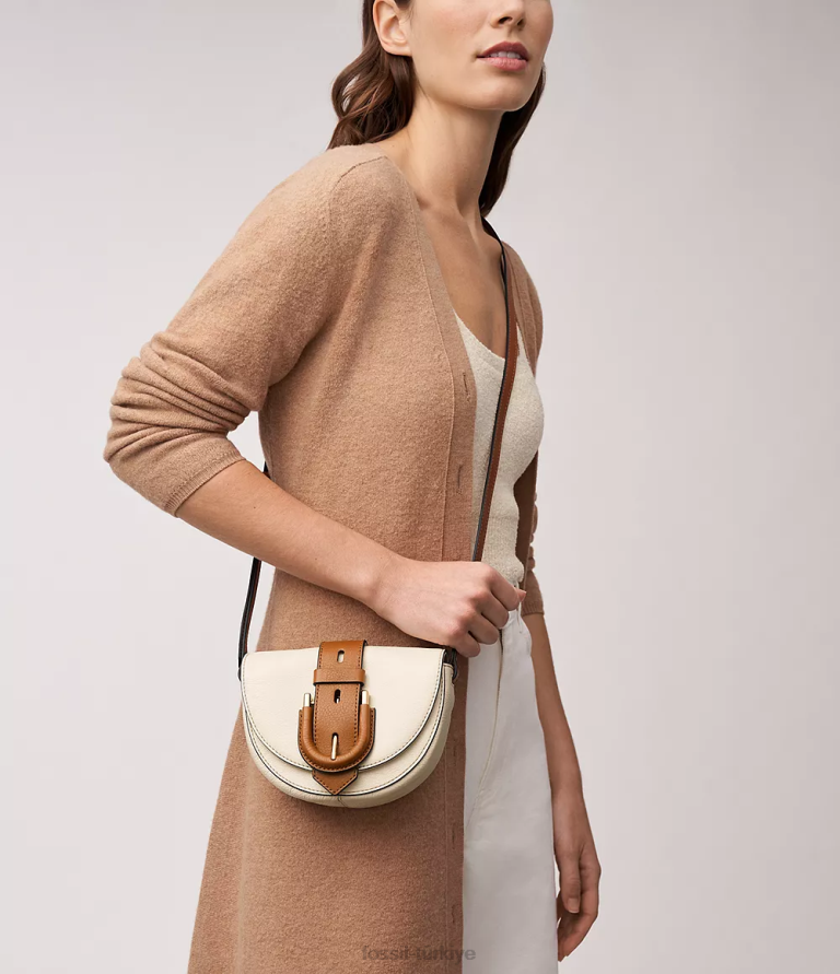 Fossil 6J04327 beyaz harwell küçük kapaklı çapraz gövde çanta kadınlar