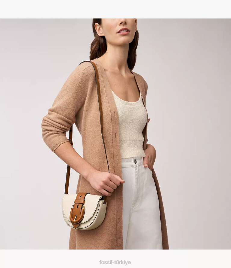 Fossil 6J04327 beyaz harwell küçük kapaklı çapraz gövde çanta kadınlar