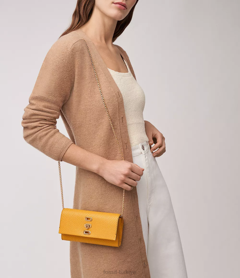 Fossil 6J04333 sarı penrose cüzdan çapraz askılı çanta kadınlar