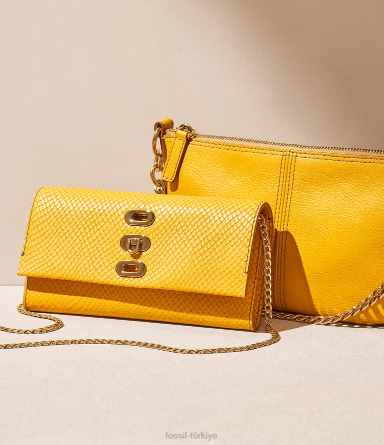 Fossil 6J04333 sarı penrose cüzdan çapraz askılı çanta kadınlar