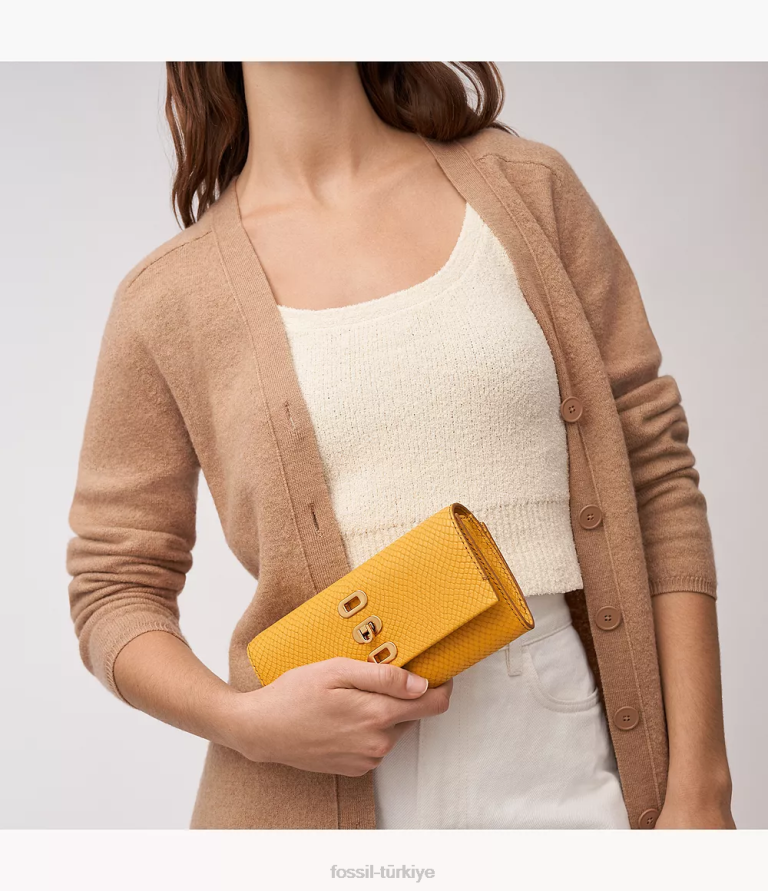 Fossil 6J04333 sarı penrose cüzdan çapraz askılı çanta kadınlar