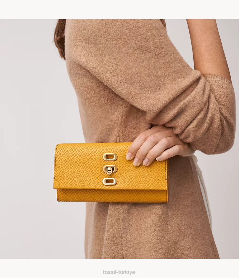 Fossil 6J04333 sarı penrose cüzdan çapraz askılı çanta kadınlar