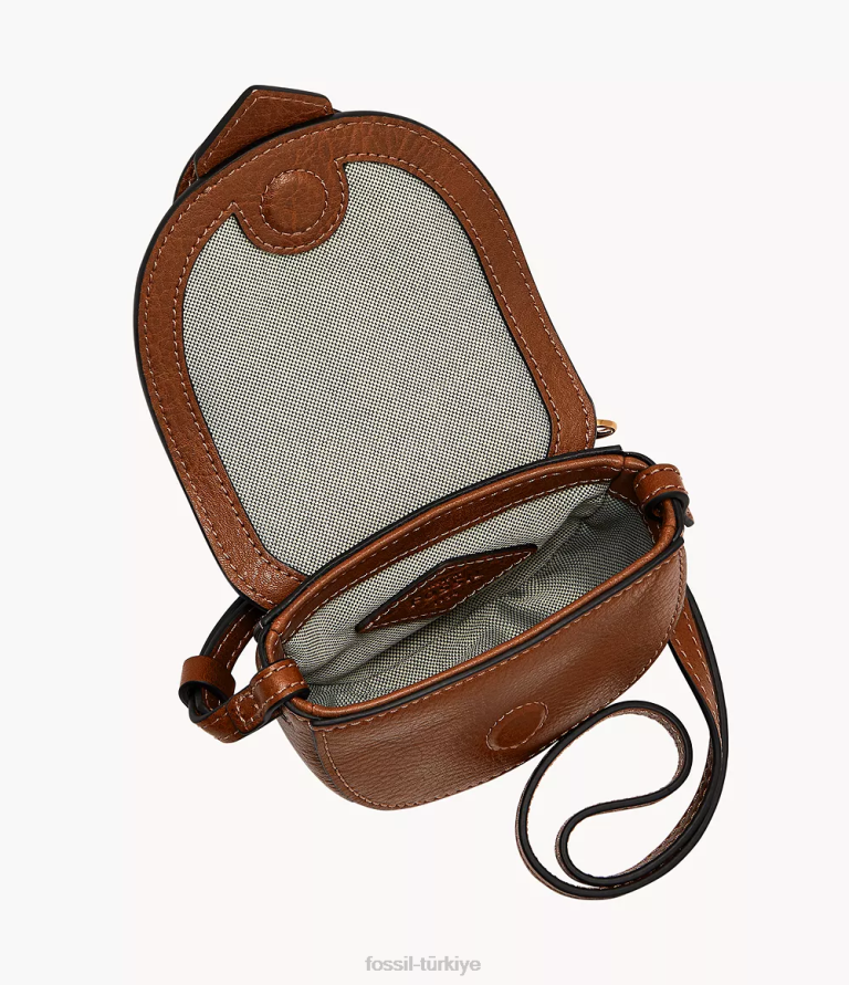 Fossil 6J04337 kahverengi harwell mikro kapaklı çapraz gövde çanta kadınlar