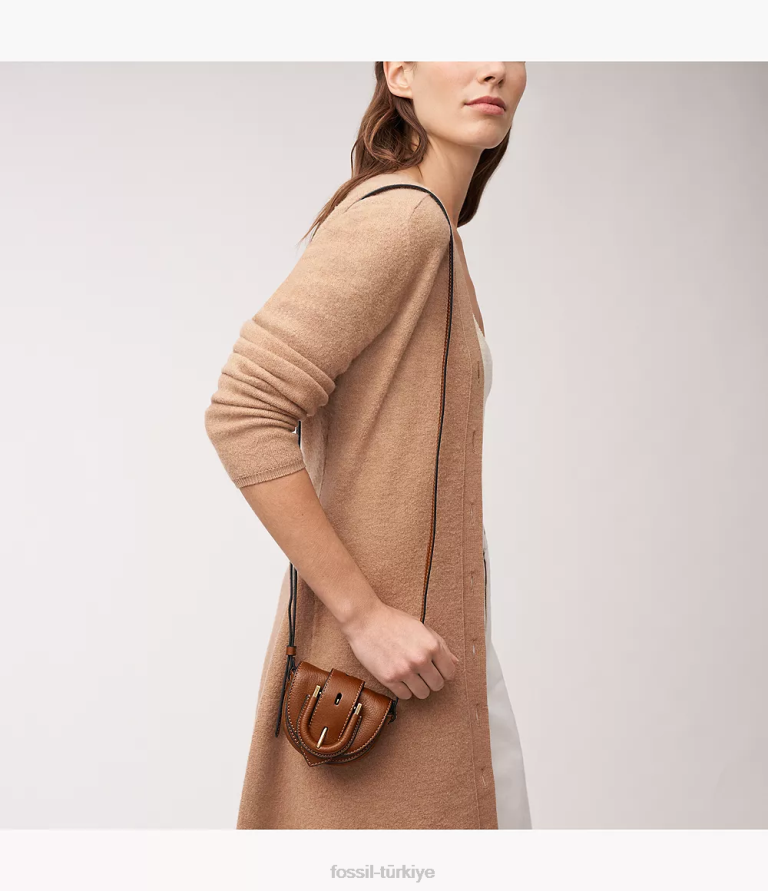 Fossil 6J04337 kahverengi harwell mikro kapaklı çapraz gövde çanta kadınlar