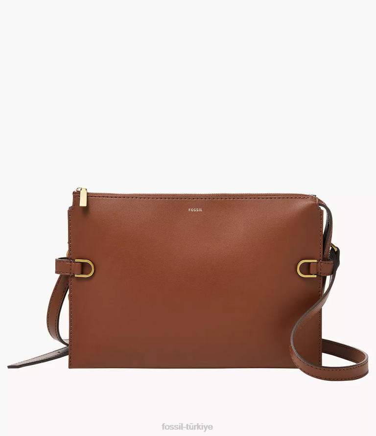Fossil 6J04338 kahverengi kier kaktüs deri crossbody çanta kadınlar