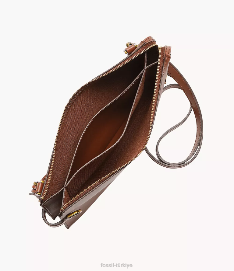 Fossil 6J04338 kahverengi kier kaktüs deri crossbody çanta kadınlar