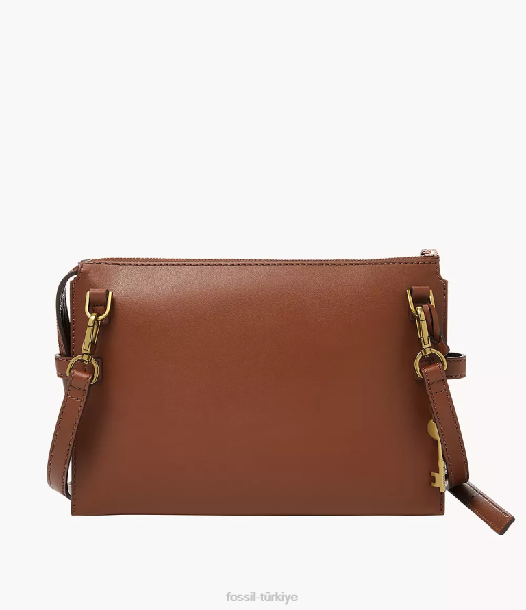 Fossil 6J04338 kahverengi kier kaktüs deri crossbody çanta kadınlar
