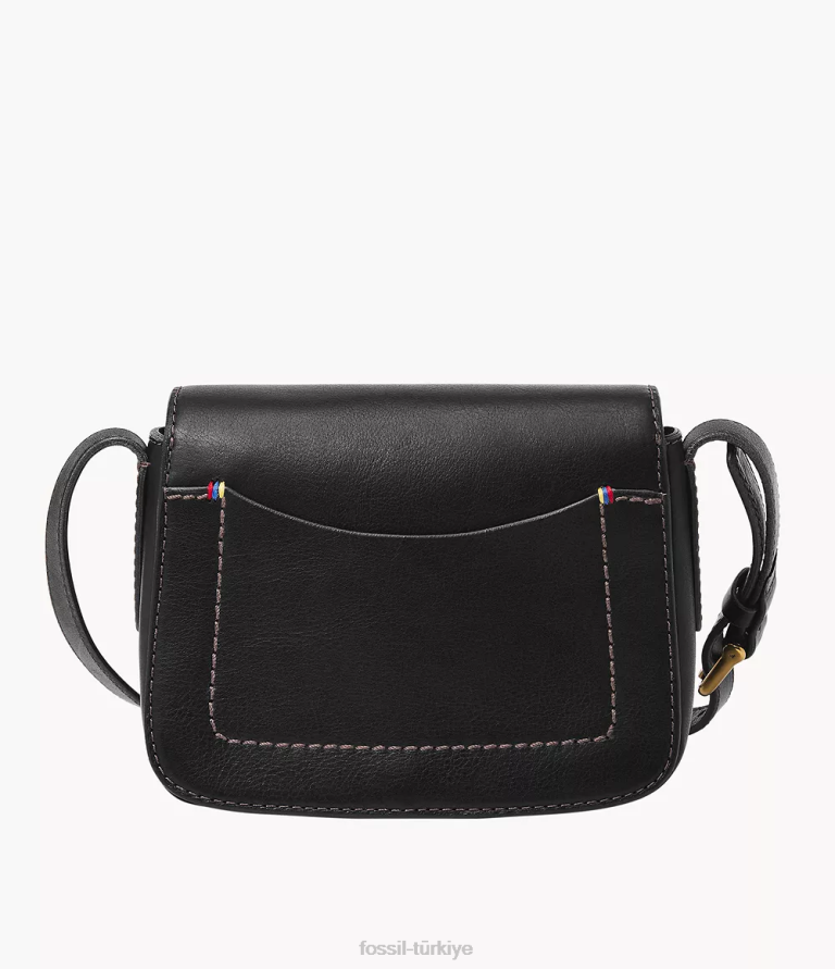Fossil 6J04341 siyah tremont küçük kapaklı çapraz gövde çanta kadınlar