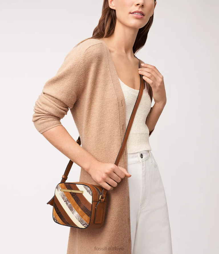 Fossil 6J04344 çizgili liza kamera çantası çanta kadınlar