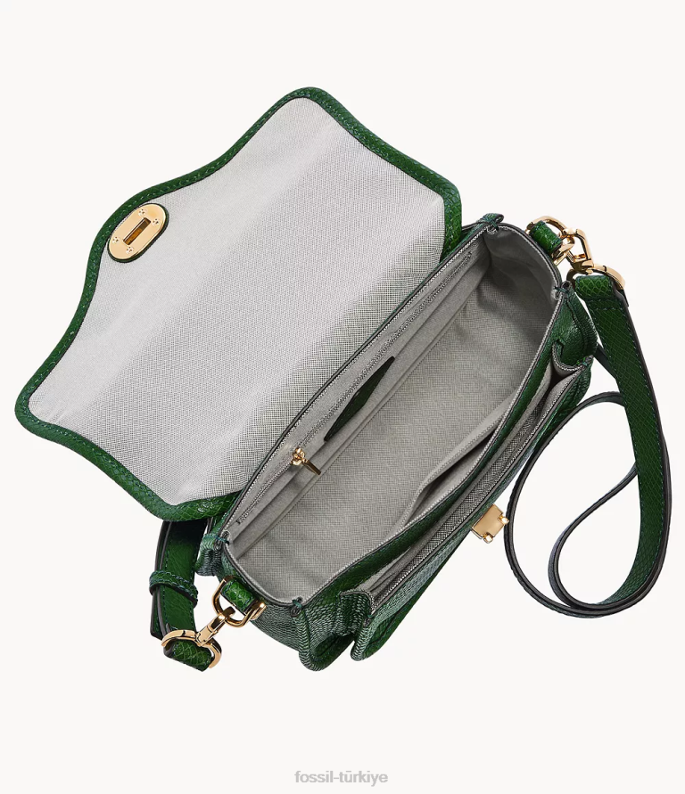 Fossil 6J04347 yeşil miras üst saplı çapraz gövde çanta kadınlar