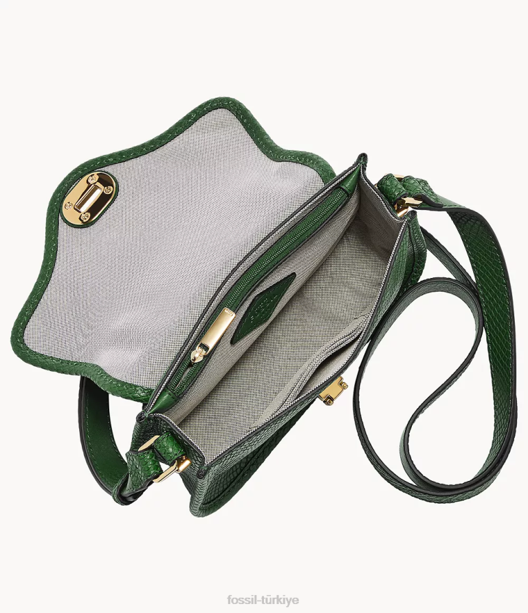 Fossil 6J04353 yeşil miras mini kapaklı çapraz gövde çanta kadınlar