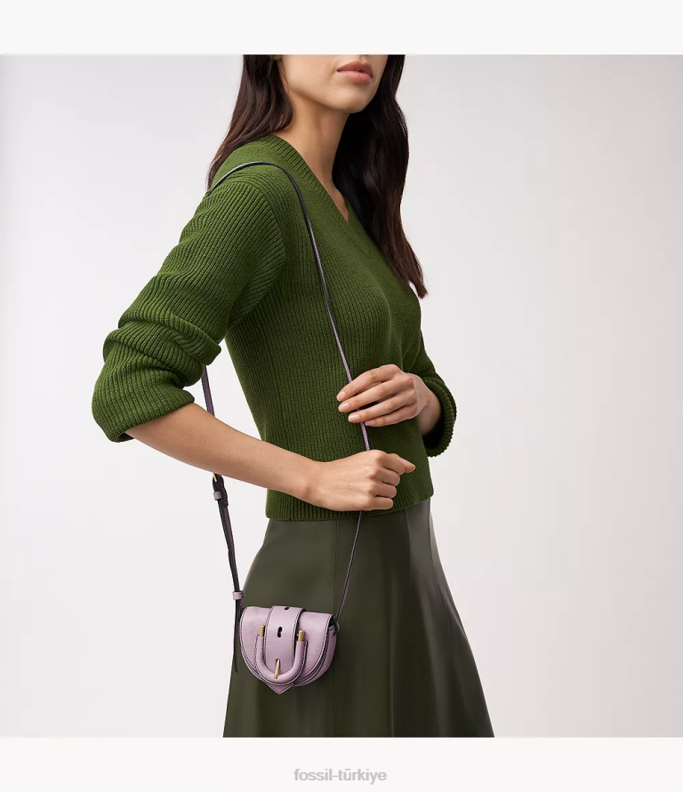 Fossil 6J04355 lavanta harwell mikro kapaklı çapraz gövde çanta kadınlar