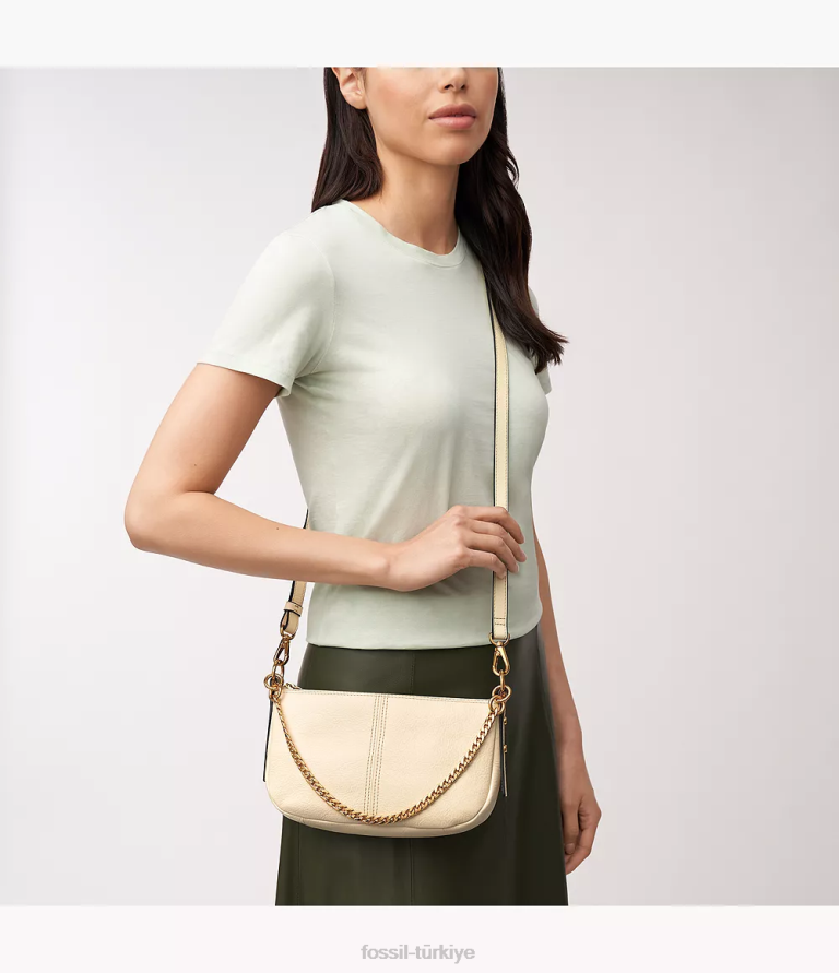 Fossil 6J04356 beyaz jolie baget çanta kadınlar