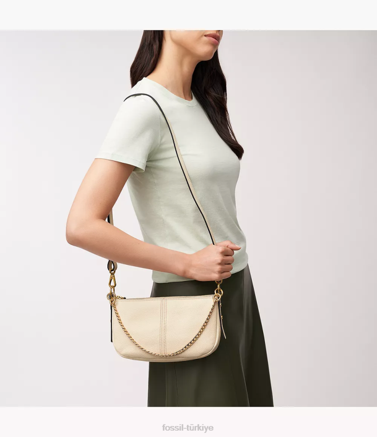 Fossil 6J04356 beyaz jolie baget çanta kadınlar