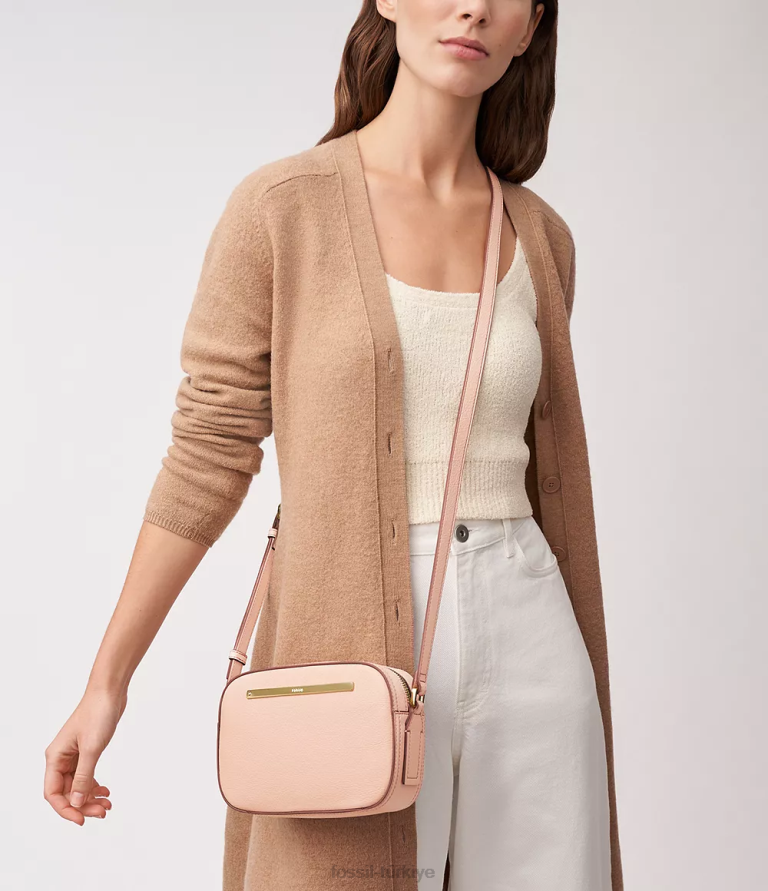 Fossil 6J04401 pembe liza kamera çantası çanta kadınlar