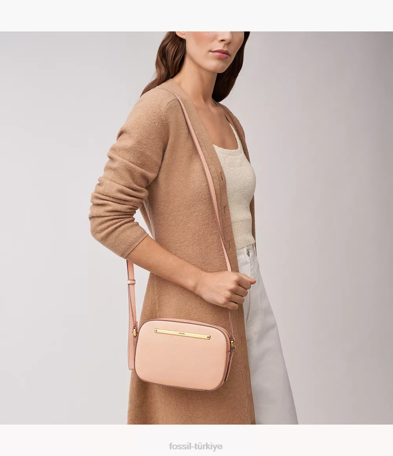 Fossil 6J04401 pembe liza kamera çantası çanta kadınlar