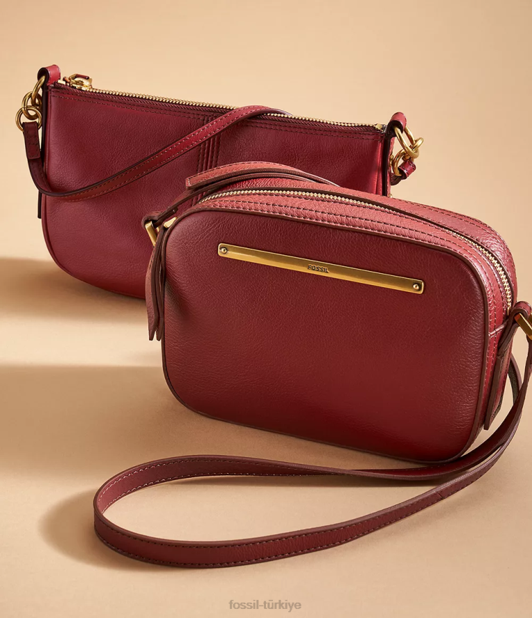 Fossil 6J04402 kırmızı liza kamera çantası çanta kadınlar