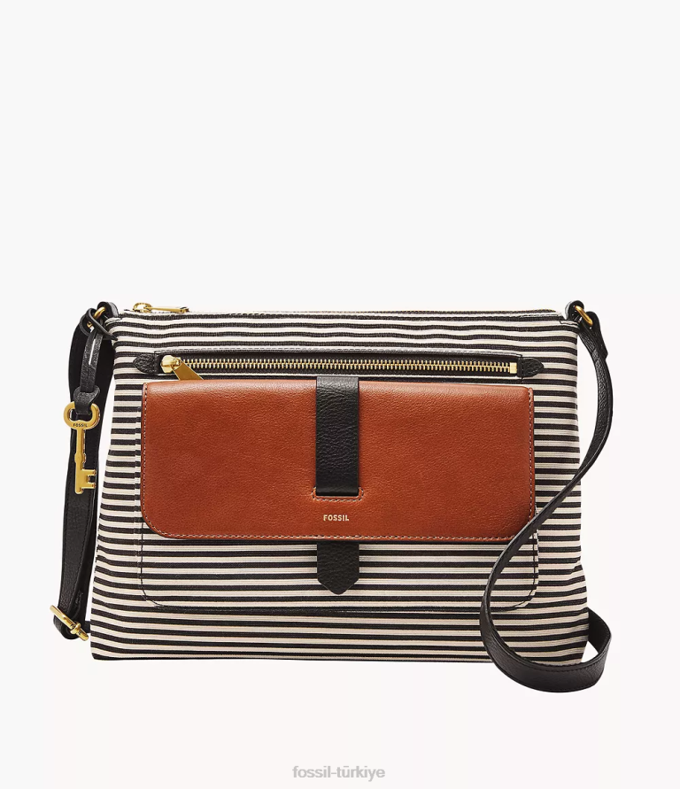 Fossil 6J04406 siyah/kahverengi/beyaz Kinley çapraz vücut çanta kadınlar
