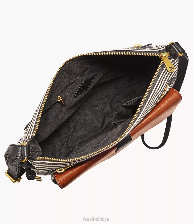 Fossil 6J04406 siyah/kahverengi/beyaz Kinley çapraz vücut çanta kadınlar