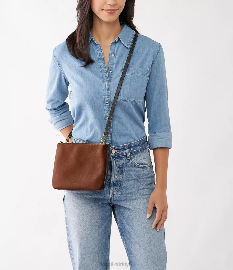 Fossil 6J04410 siyah devon çapraz vücut çanta kadınlar