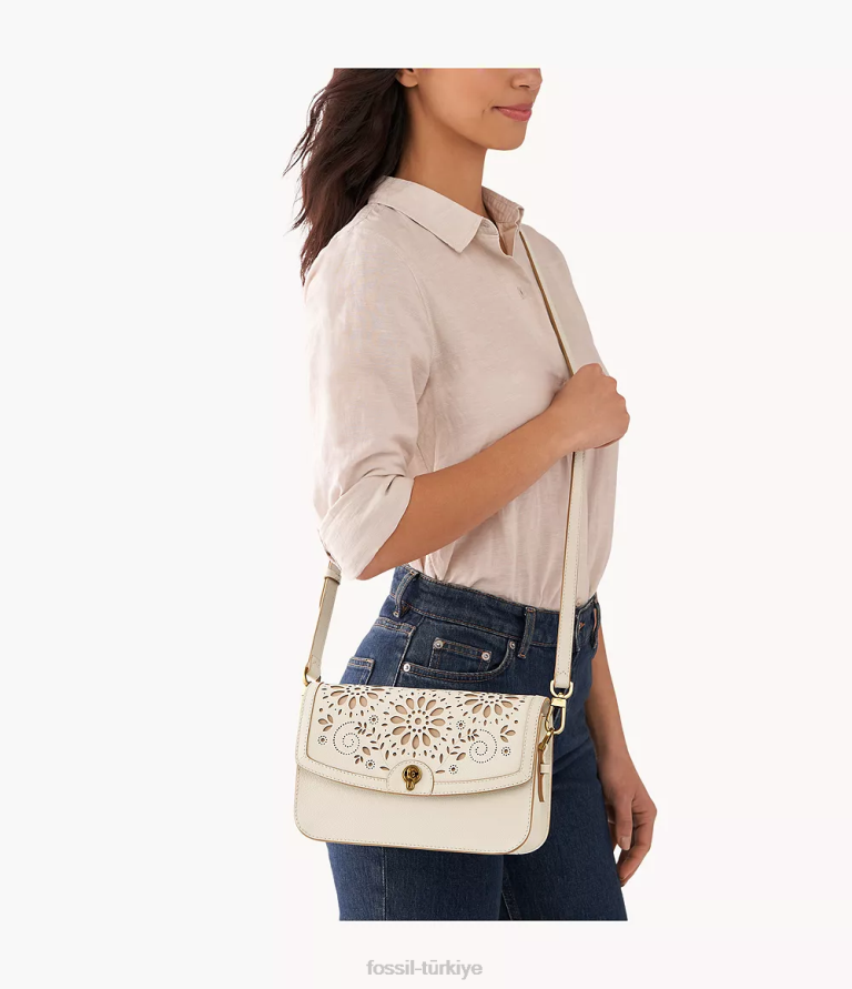 Fossil 6J04414 beyaz Ainsley çapraz vücut çanta kadınlar