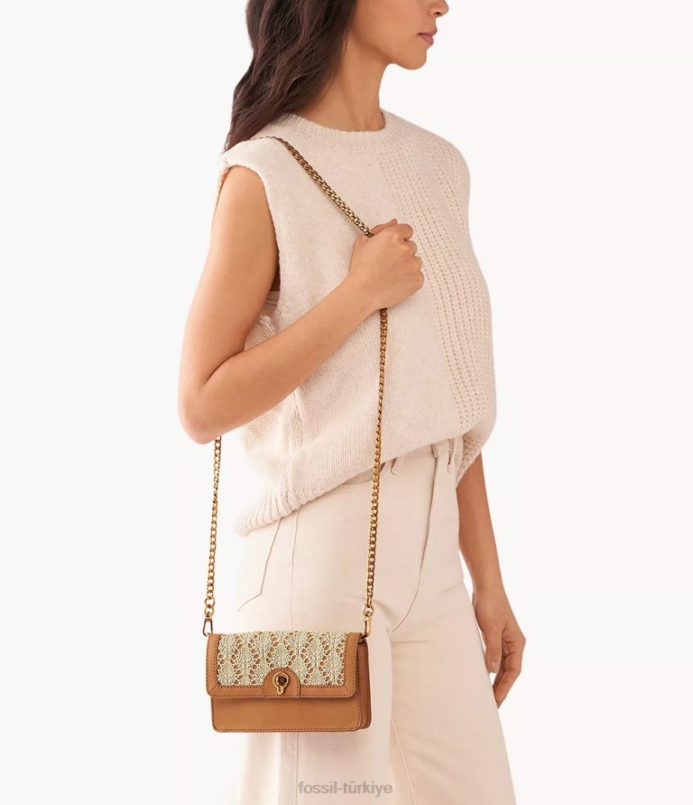 Fossil 6J04439 deve Ainsley çevirme kilitli zincirli cüzdan çanta kadınlar