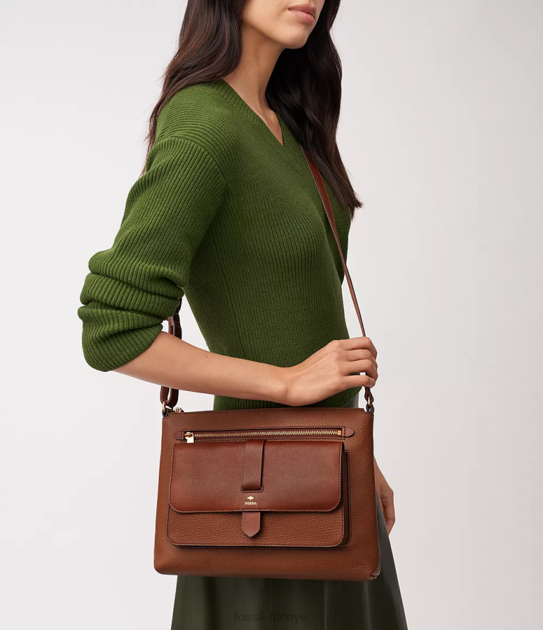 Fossil 6J04441 kahverengi Kinley çapraz vücut çanta kadınlar