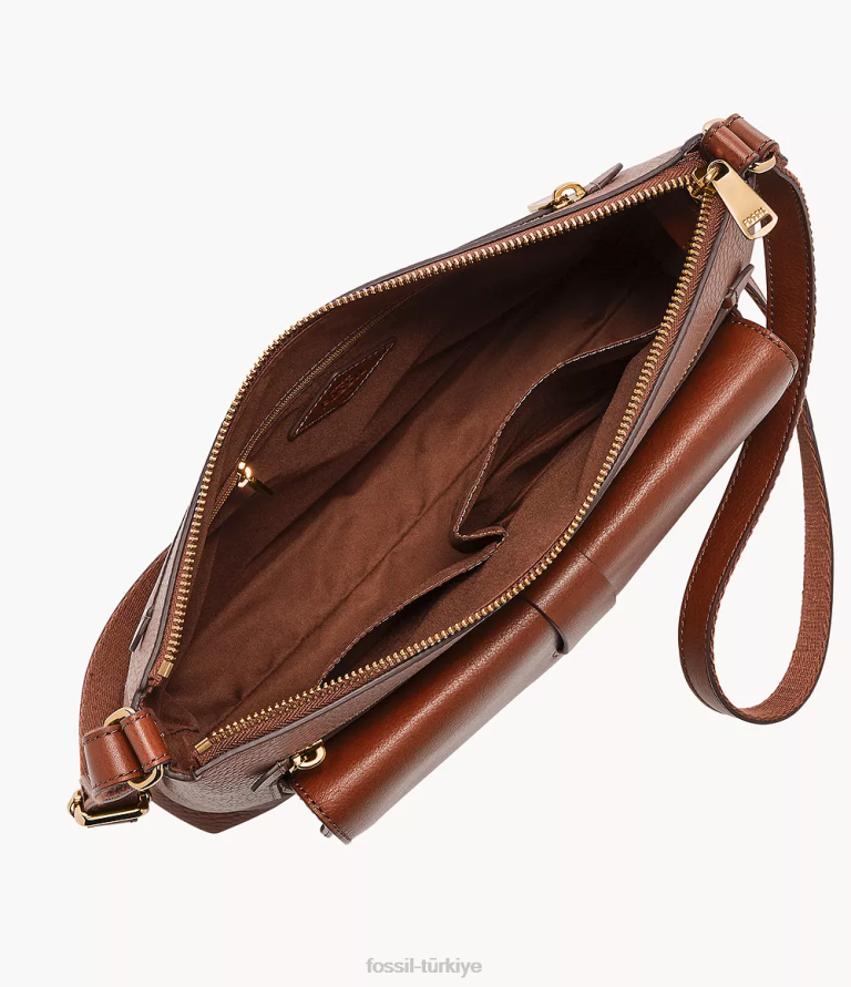 Fossil 6J04441 kahverengi Kinley çapraz vücut çanta kadınlar