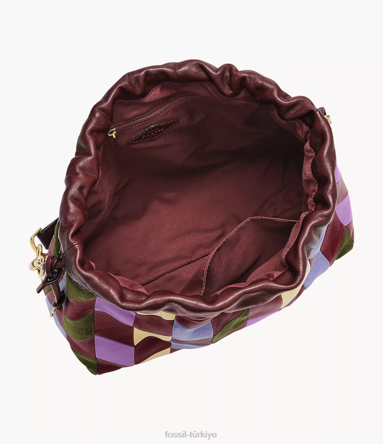 Fossil 6J04446 bordo gigi ipli omuz çantası çanta kadınlar