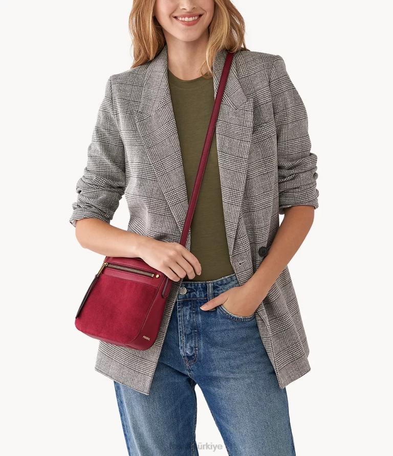 Fossil 6J04473 kırmızı farrah çapraz vücut çanta kadınlar