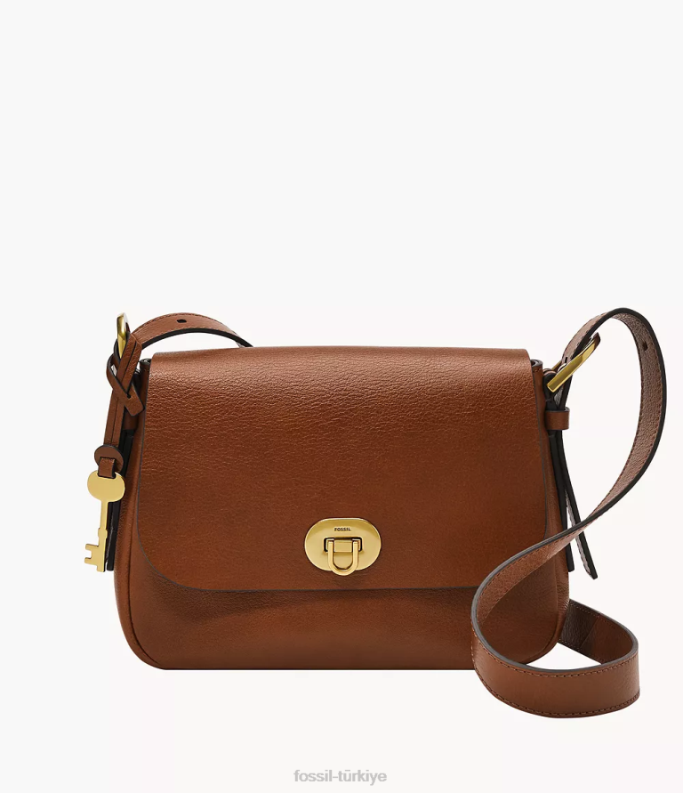 Fossil 6J04481 kahverengi harper küçük kapaklı çapraz gövde çanta kadınlar