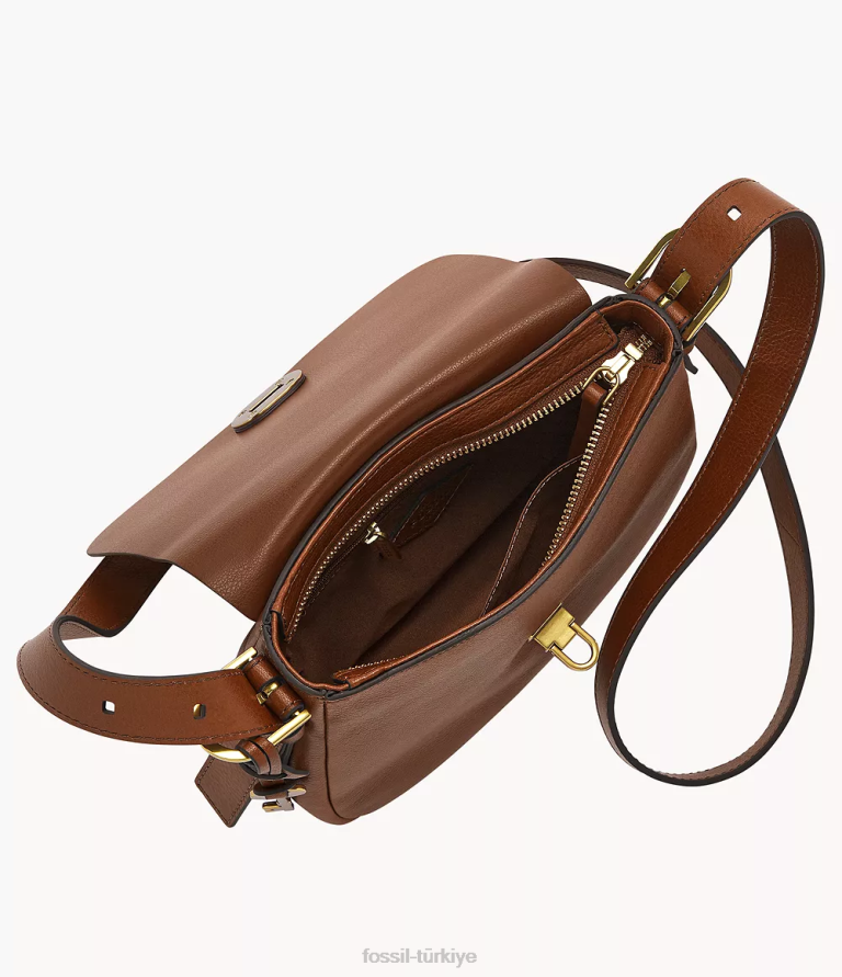 Fossil 6J04481 kahverengi harper küçük kapaklı çapraz gövde çanta kadınlar