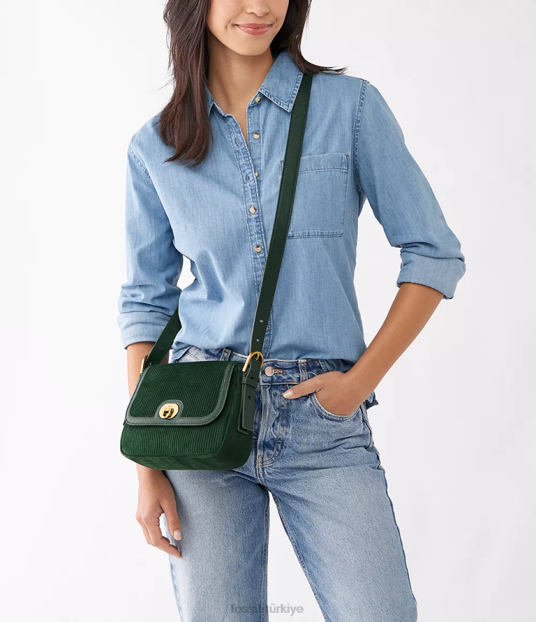 Fossil 6J04489 yeşil harper küçük kapaklı çapraz gövde çanta kadınlar