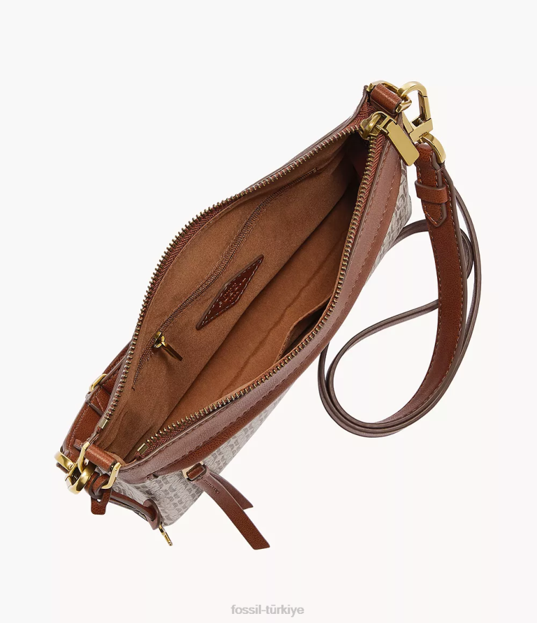 Fossil 6J04496 açık kahverengi kiera küçük çapraz vücut çanta kadınlar