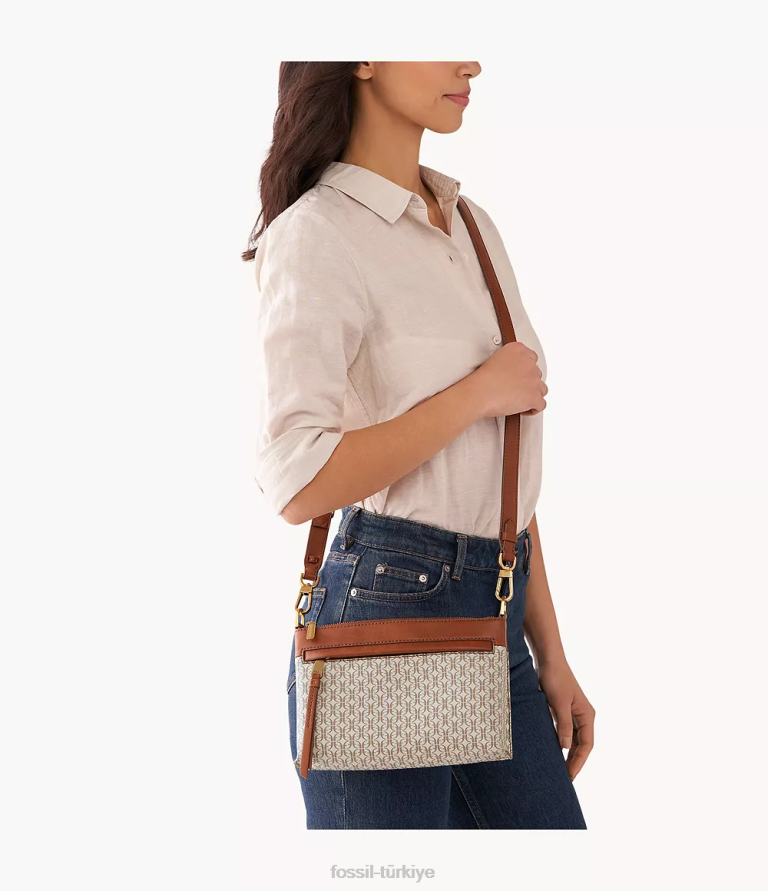 Fossil 6J04496 açık kahverengi kiera küçük çapraz vücut çanta kadınlar