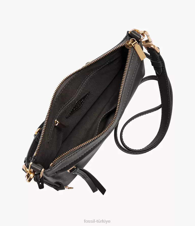 Fossil 6J04499 siyah kiera küçük çapraz vücut çanta kadınlar