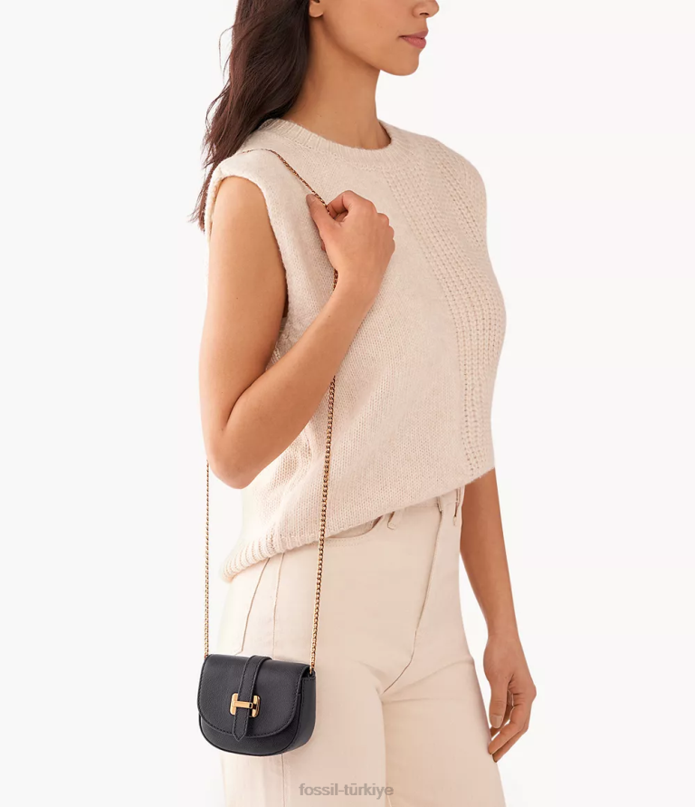 Fossil 6J04500 siyah zımpara mikro çapraz gövde çanta kadınlar