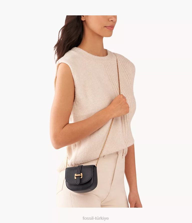 Fossil 6J04500 siyah zımpara mikro çapraz gövde çanta kadınlar