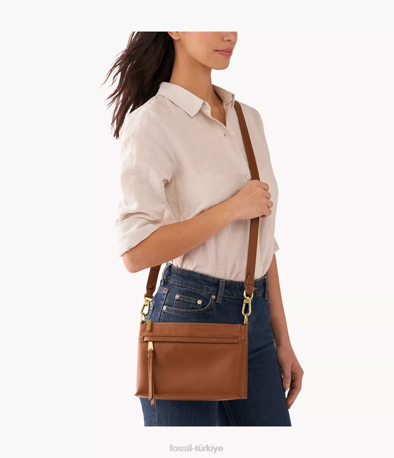 Fossil 6J04502 kahverengi kiera küçük çapraz vücut çanta kadınlar