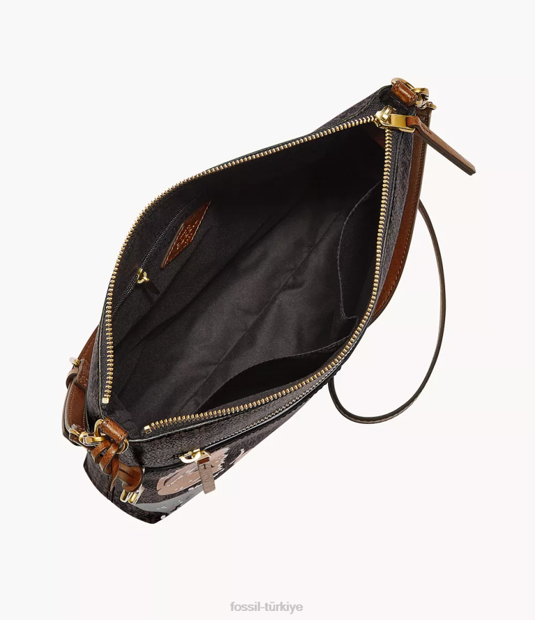 Fossil 6J04529 siyah fiona çapraz vücut çanta kadınlar
