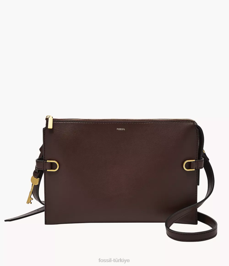 Fossil 6J04538 koyu kahverengi kier kaktüs deri crossbody çanta kadınlar