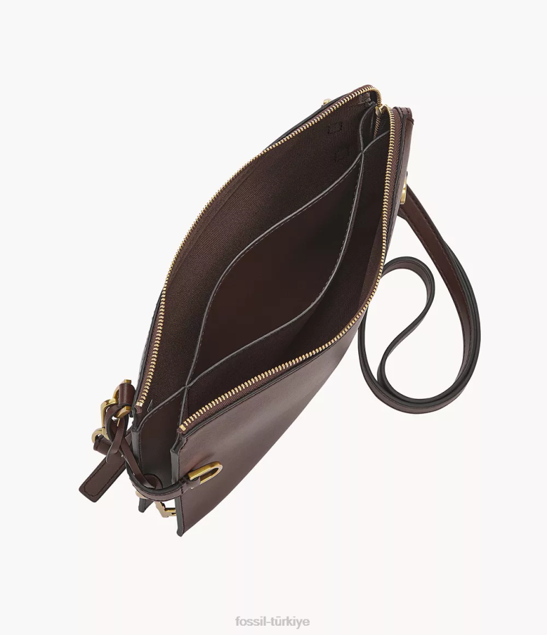 Fossil 6J04538 koyu kahverengi kier kaktüs deri crossbody çanta kadınlar