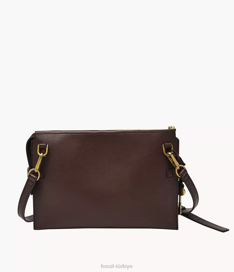 Fossil 6J04538 koyu kahverengi kier kaktüs deri crossbody çanta kadınlar