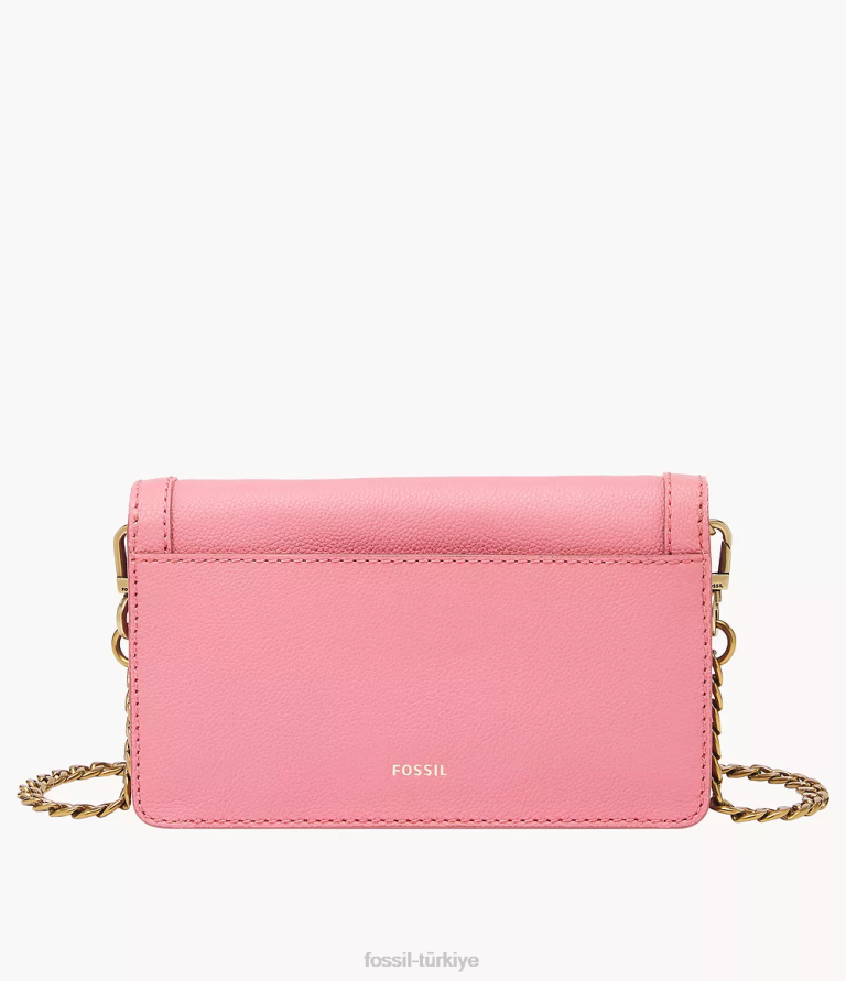 Fossil 6J04542 pembe Ainsley çevirme kilitli zincirli cüzdan çanta kadınlar