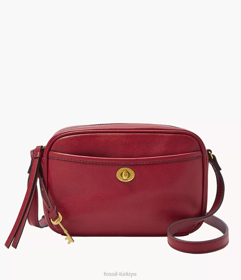 Fossil 6J04547 kırmızı Brennon kamera çantası çanta kadınlar