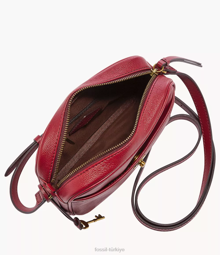Fossil 6J04547 kırmızı Brennon kamera çantası çanta kadınlar