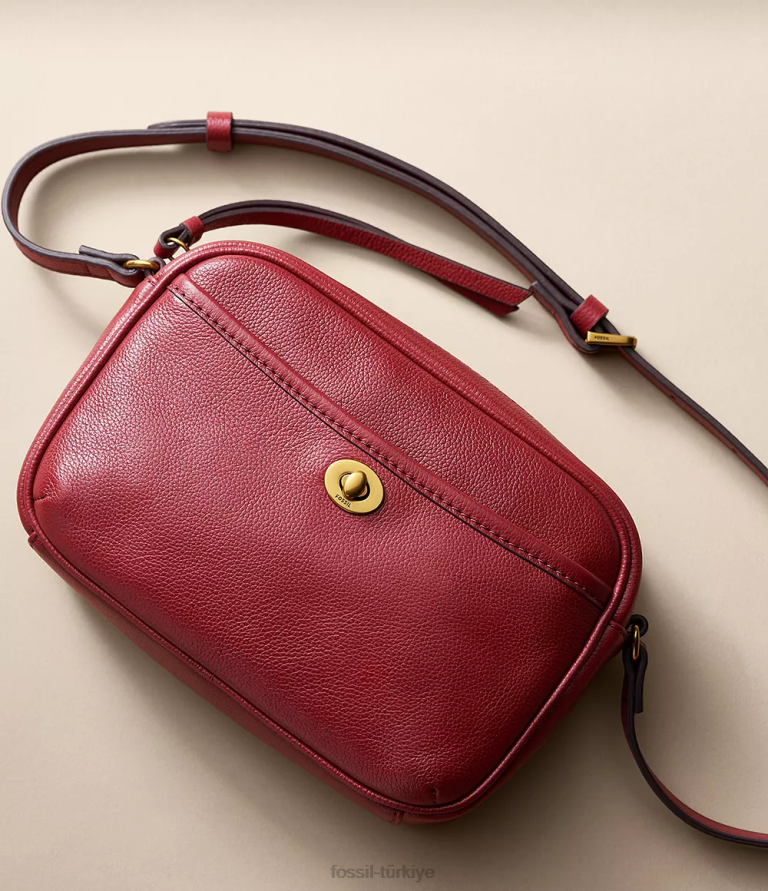 Fossil 6J04547 kırmızı Brennon kamera çantası çanta kadınlar