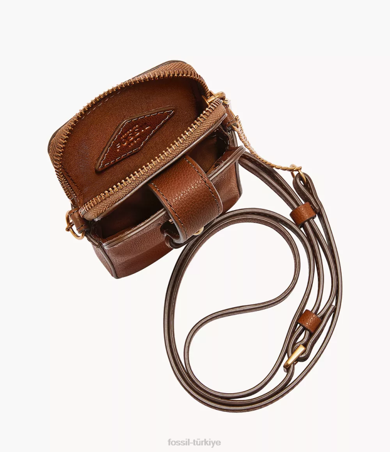 Fossil 6J04553 kahverengi lainie telefon kılıfı çapraz askılı çanta kadınlar