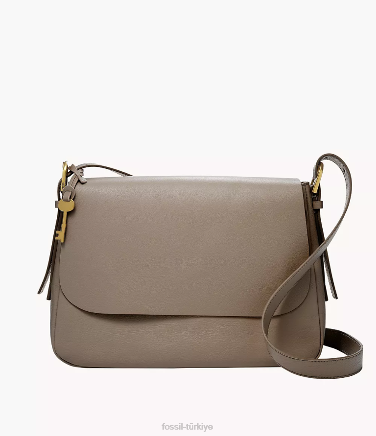 Fossil 6J04554 gri harper büyük kapaklı çapraz gövde çanta kadınlar